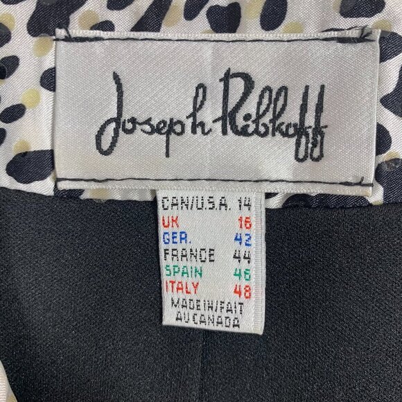 JOSEPH RIBKOFF Womens Sequin Jacket Sz 14 Animal Print Black White  Lined - Picture 15 of 16